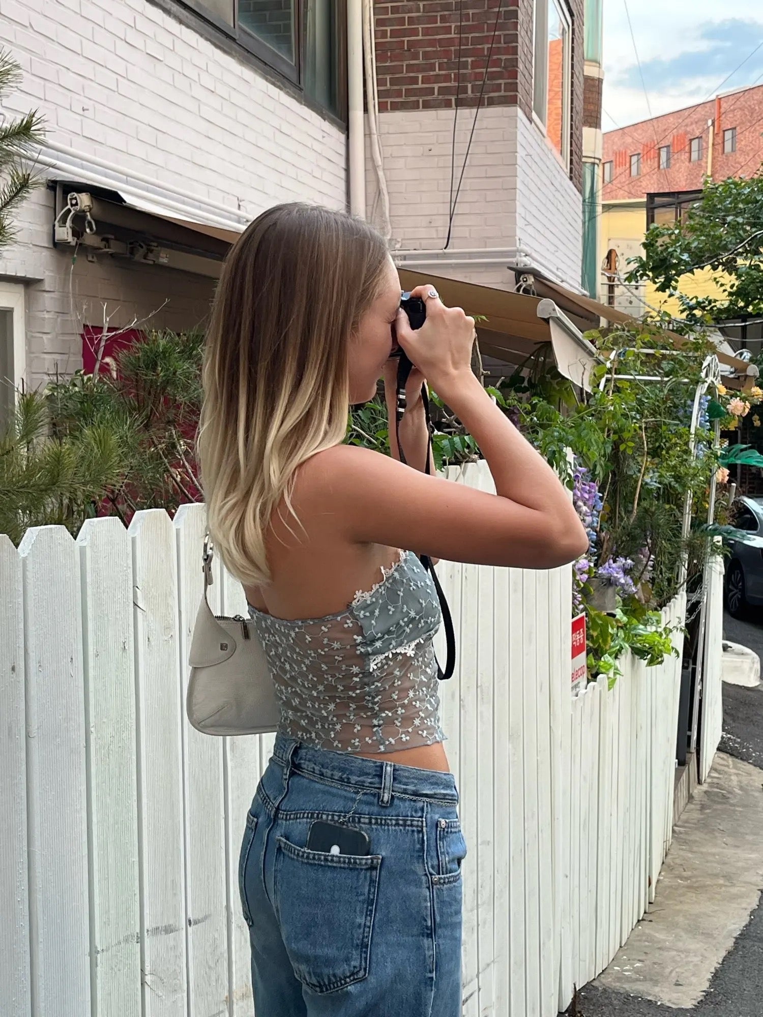 Blue Lace Tube Top