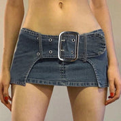 Ultra Mini Denim Belt Skirt