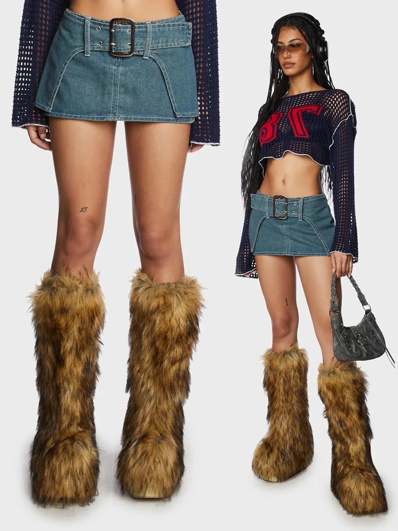 Ultra Mini Denim Belt Skirt