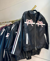 Ribbon Leather Jacket