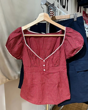 Janet Red Plaided Top