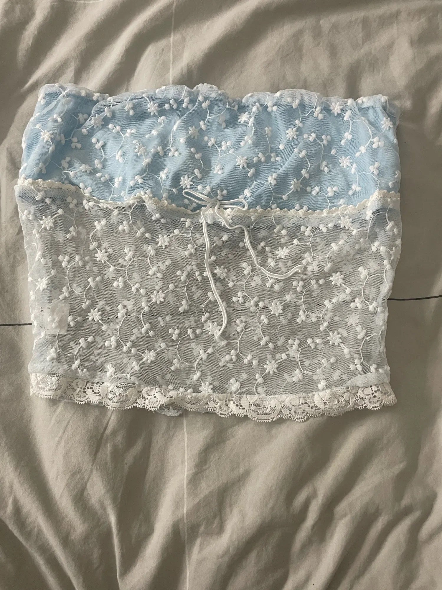 Blue Lace Tube Top