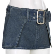 Ultra Mini Denim Belt Skirt