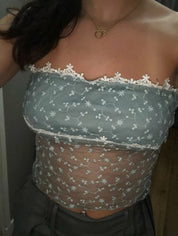 Blue Lace Tube Top