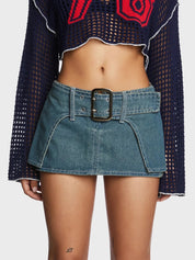 Ultra Mini Denim Belt Skirt