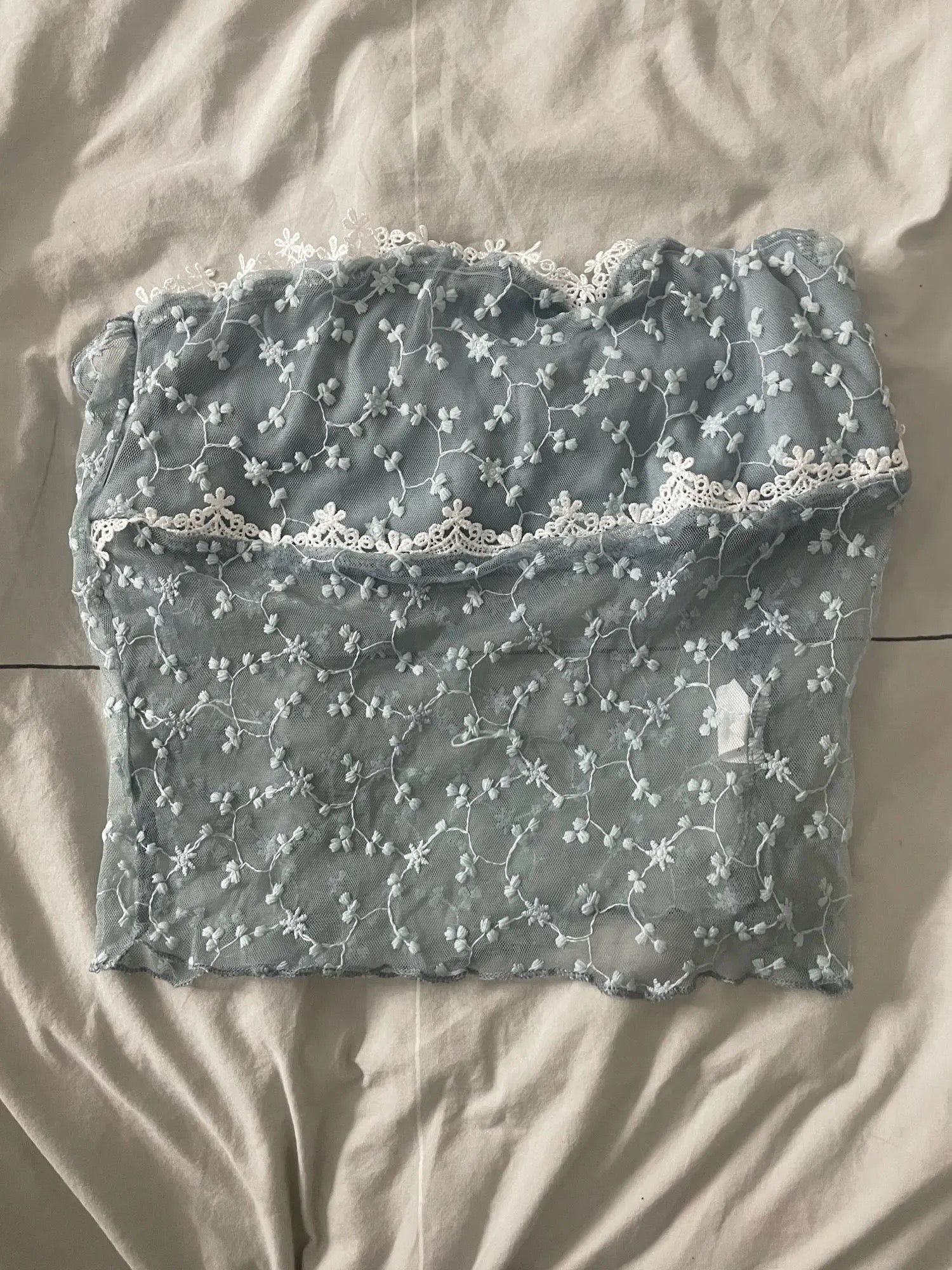 Blue Lace Tube Top