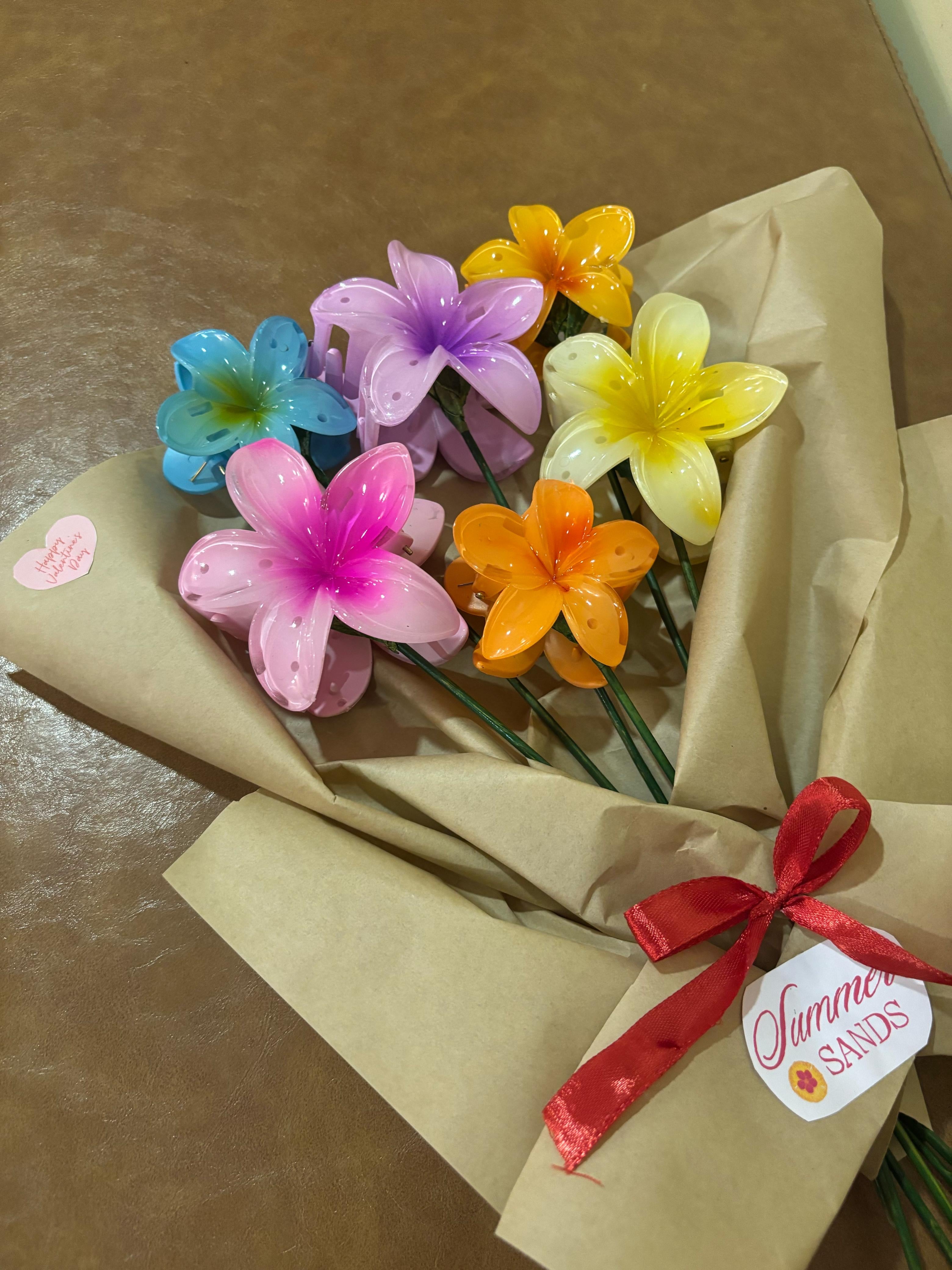 Valentines flower clip bouquet