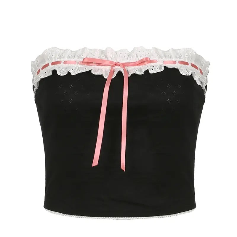 Black Milkmaid Top
