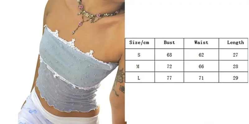 Blue Lace Tube Top