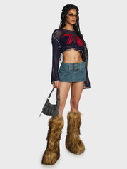 Ultra Mini Denim Belt Skirt