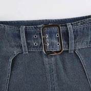 Ultra Mini Denim Belt Skirt