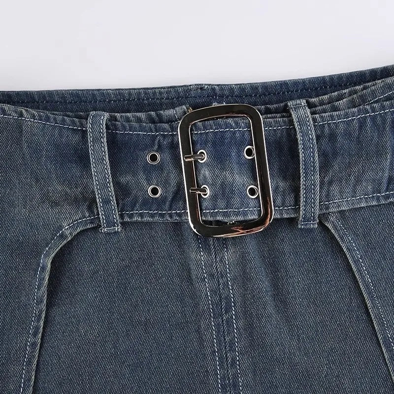 Ultra Mini Denim Belt Skirt