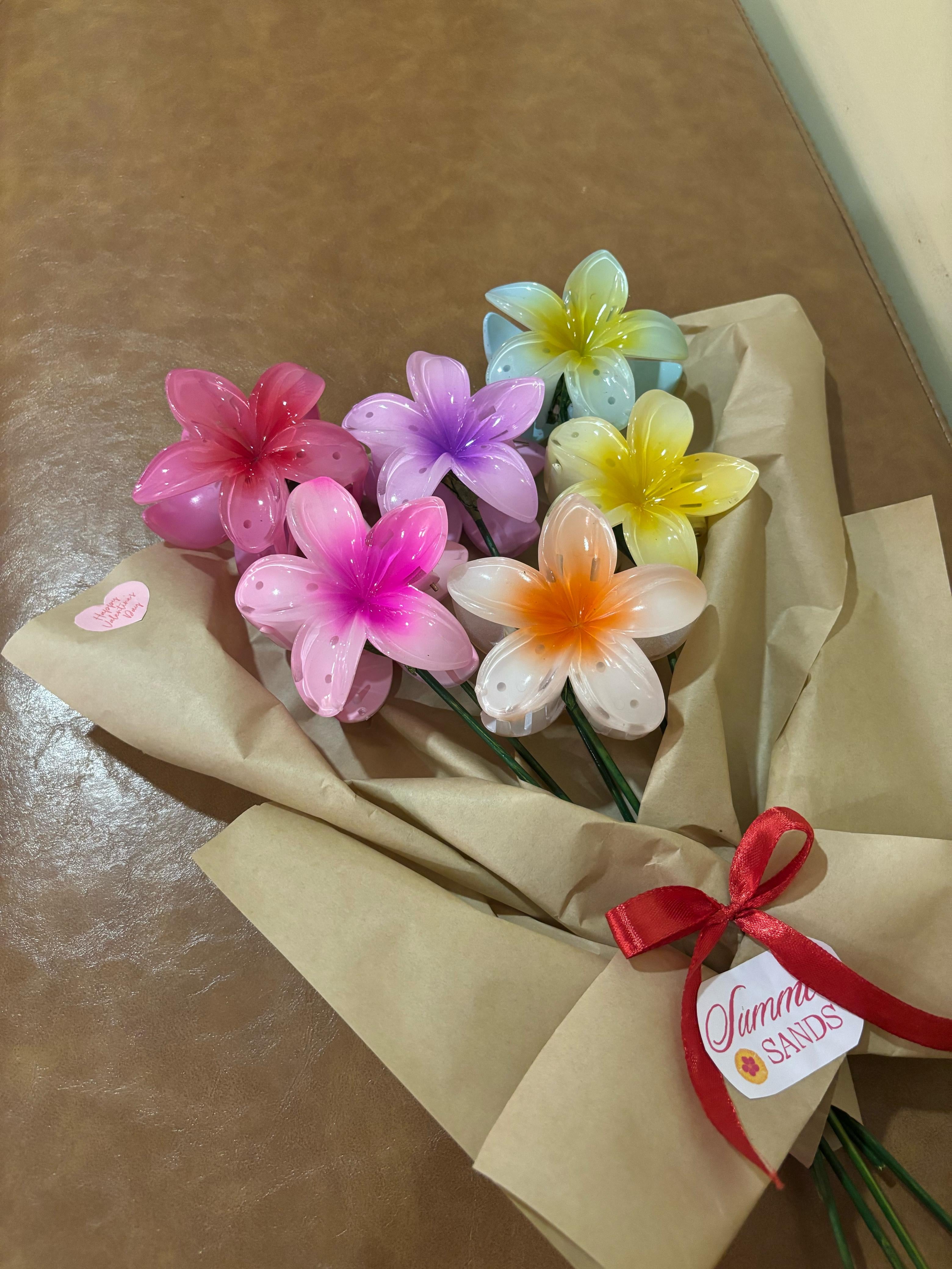 Valentines flower clip bouquet