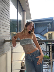 Blue Lace Tube Top