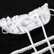 Anne Black Frill Lace Top