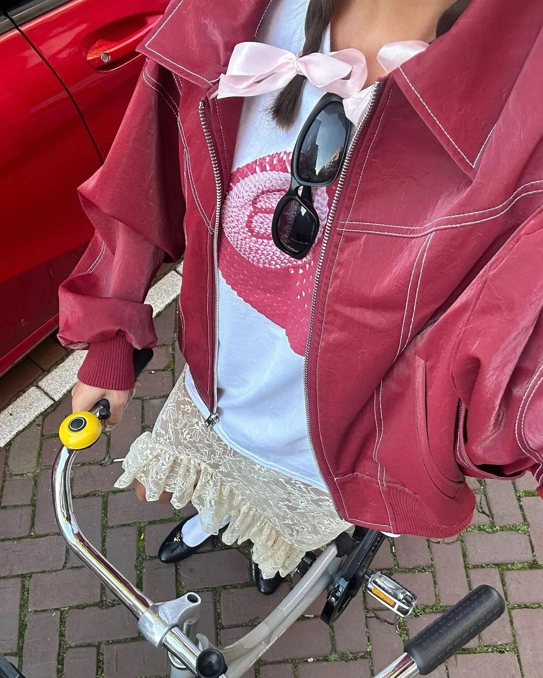 Retro Red PU Leather Jacket