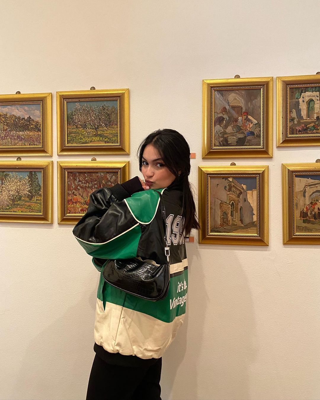 Black Green Biker Jacket