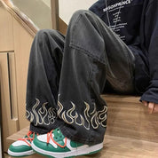 Flames Unisex Embroidered Jeans