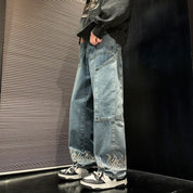 Flames Unisex Embroidered Jeans