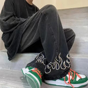 Flames Unisex Embroidered Jeans