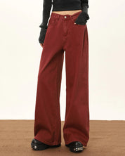 Wide Leg Wine Red Jeans