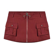 Wine Red Cargo Skirt