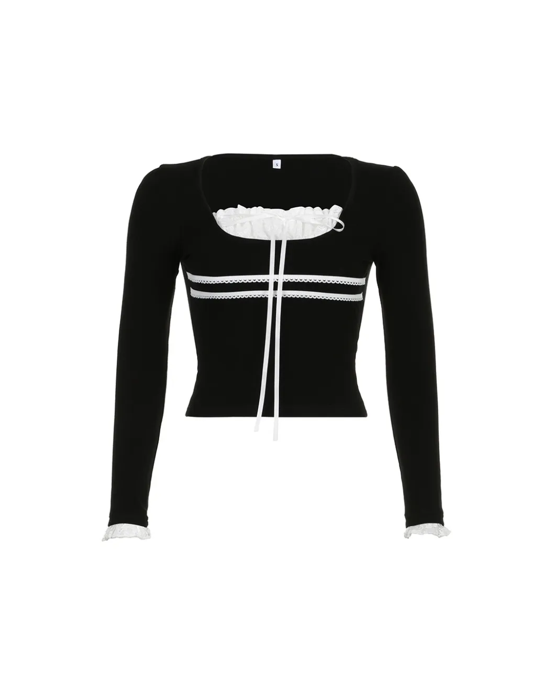 Anne Black Frill Lace Top