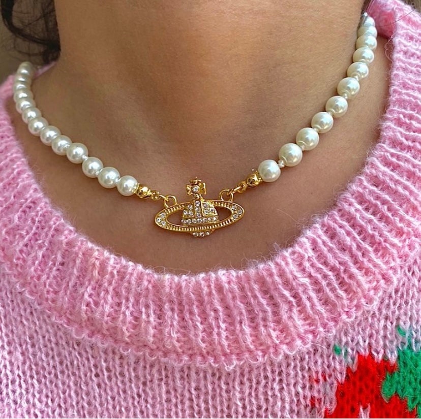 Pearl Saturn Necklace πͺπ€