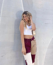 Reddish Brown Patchwork Jeans