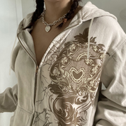 Y2K Grunge Fairy Khaki Zip Up