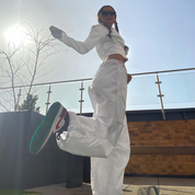 White Polyester Parachute Pants