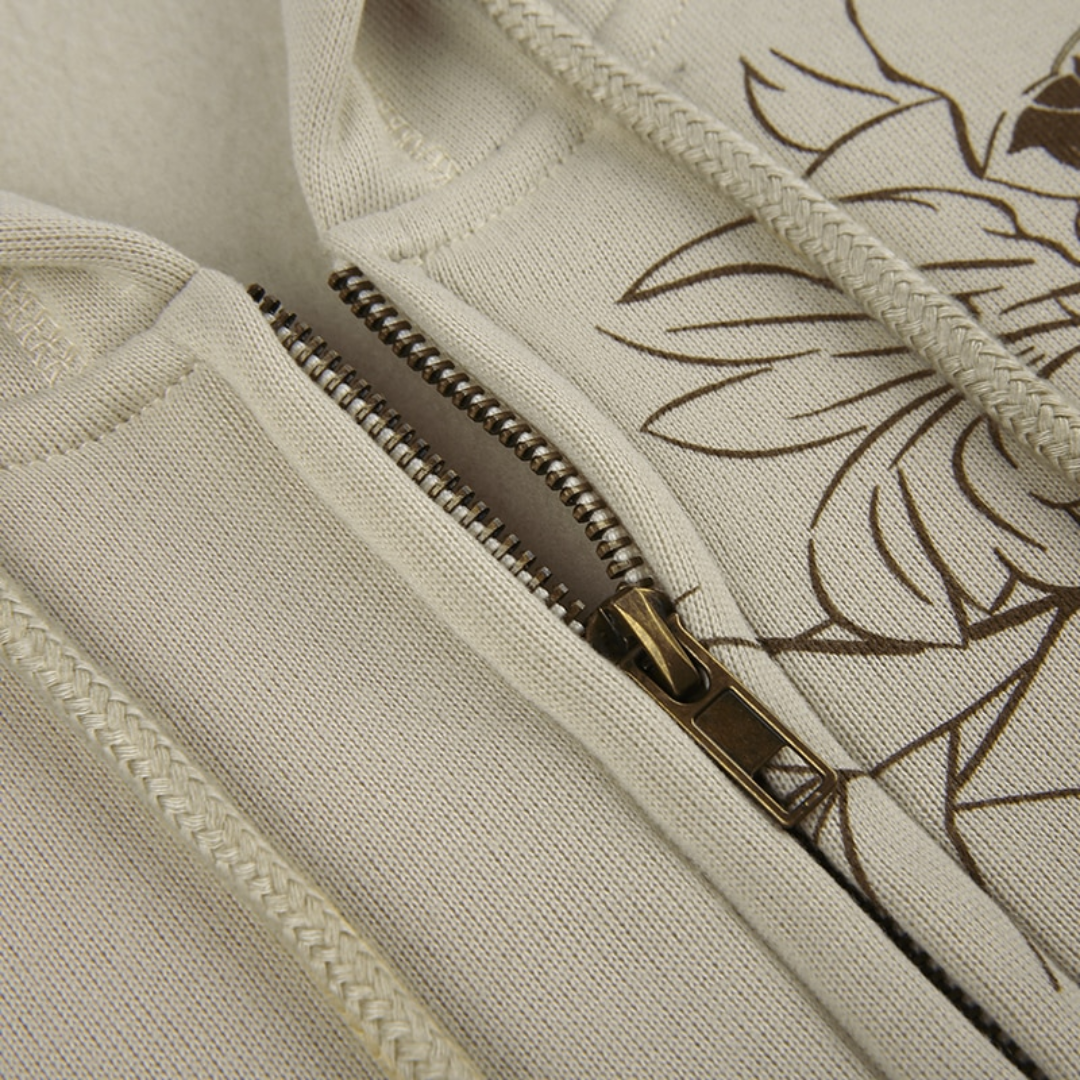 Y2K Grunge Fairy Khaki Zip Up