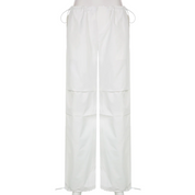 White Polyester Parachute Pants