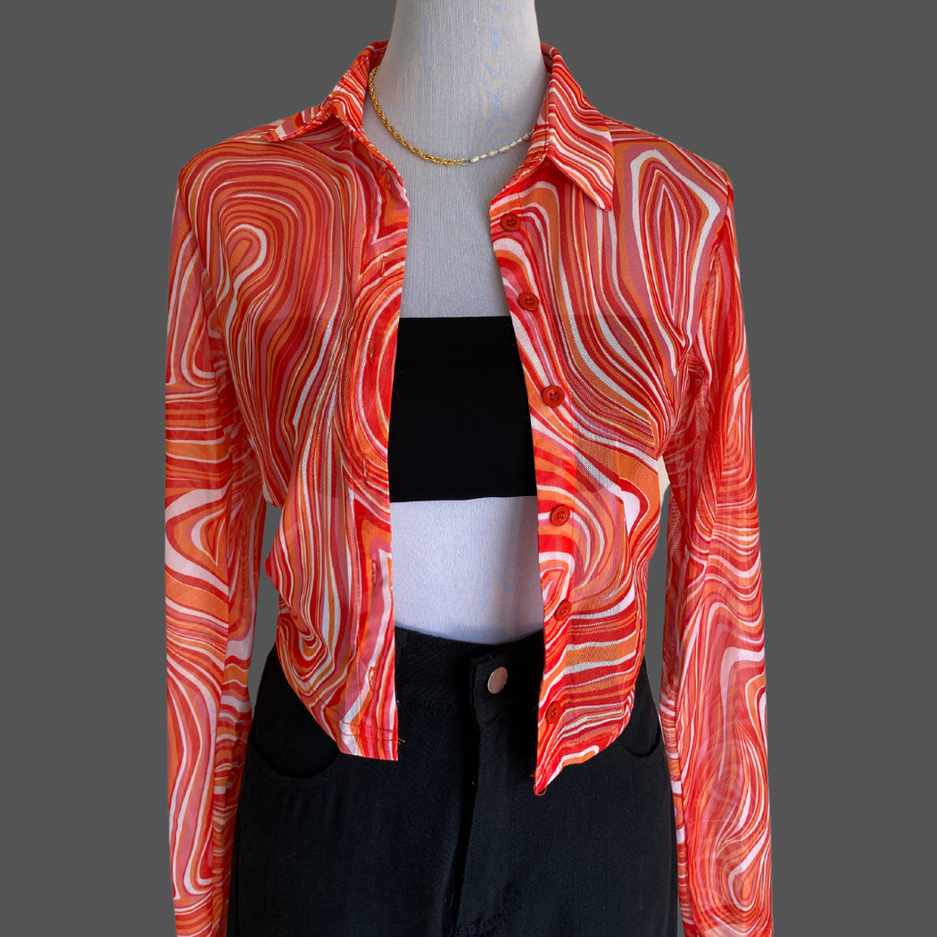 Sunset Swirl Mesh Top