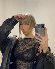 Black Mesh Backless Top