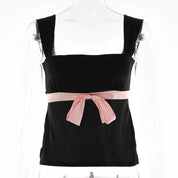 Black Pink Tie Top