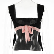 Black Pink Tie Top