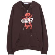 88 Brown Anime Zip up Hoodie