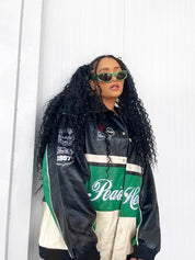 Black Green Biker Jacket