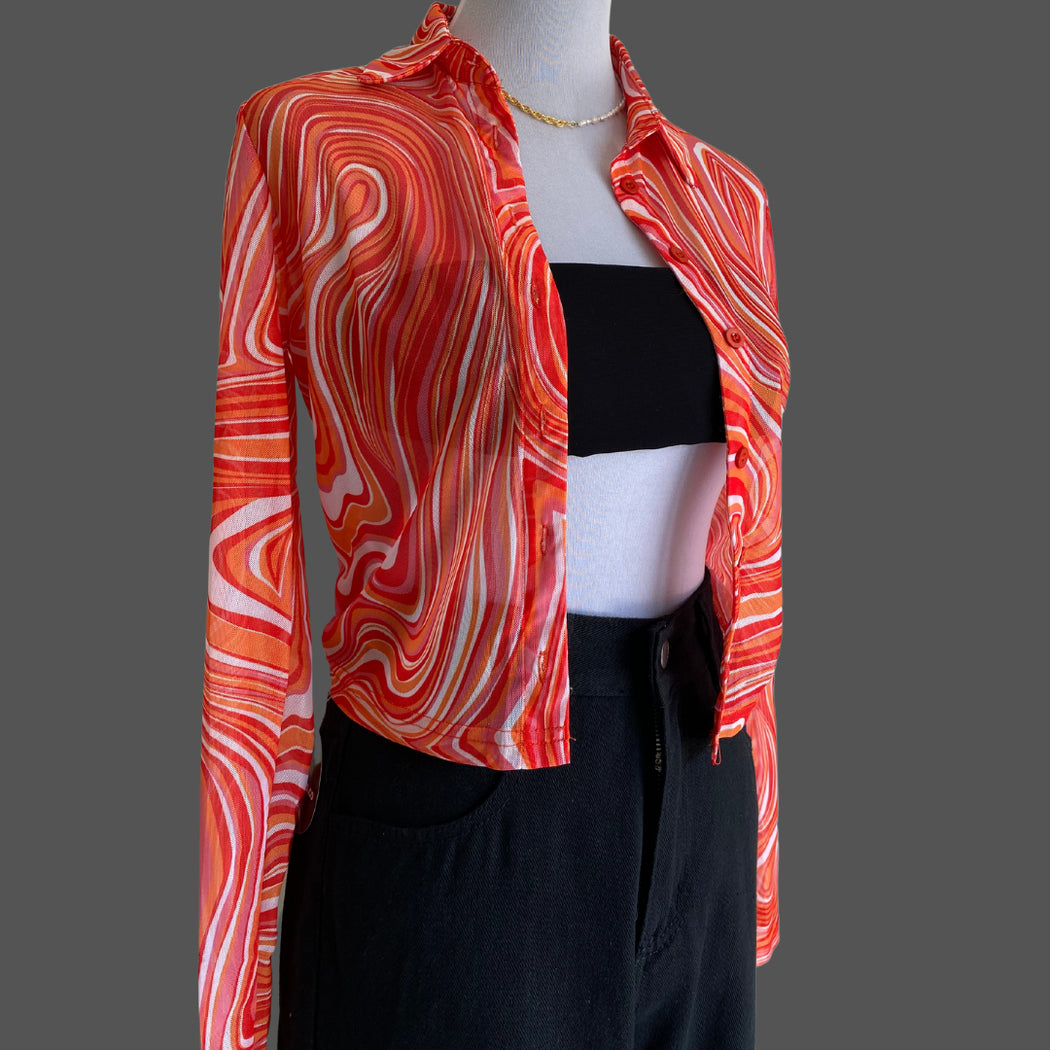 Sunset Swirl Mesh Top