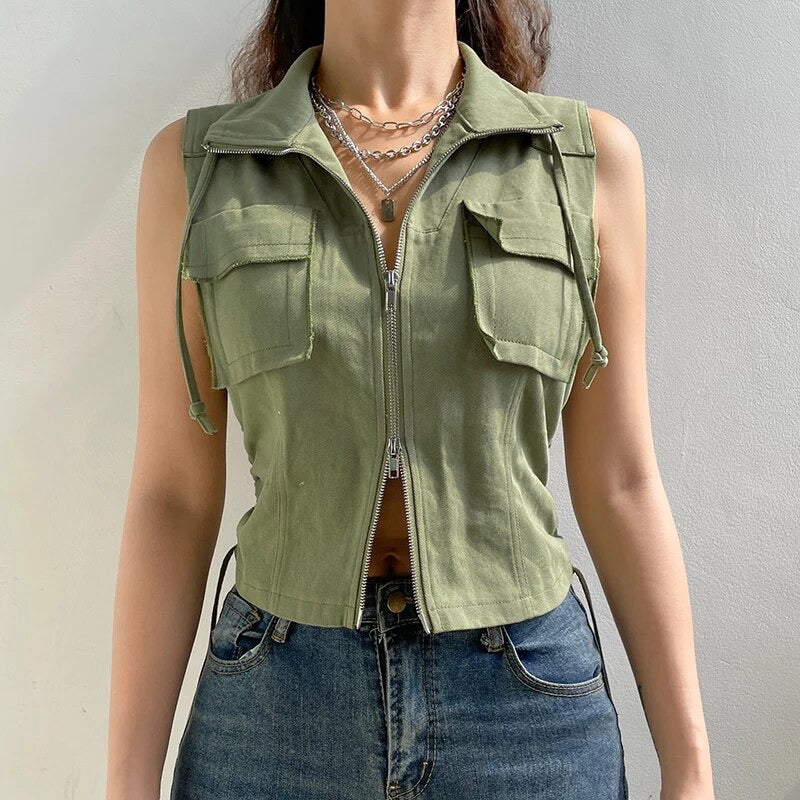 Green Zip-up Vest