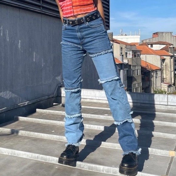 Light Blue Patchwork Jeans