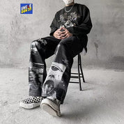 FEZ Print Black Jeans