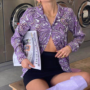 Purple Floral Long Sleeve Shirt