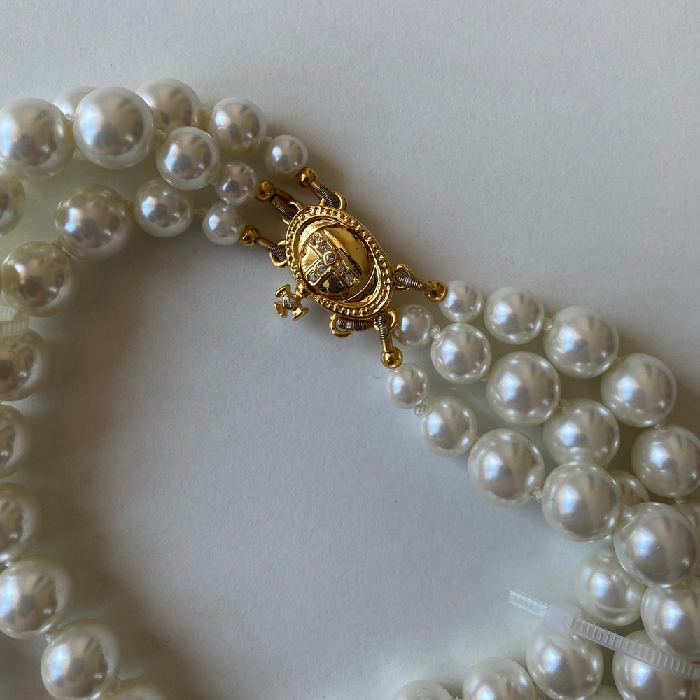 3 Strand  Pearl Saturn Necklace
