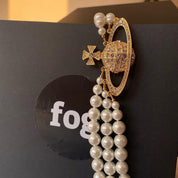 3 Strand  Pearl Saturn Necklace