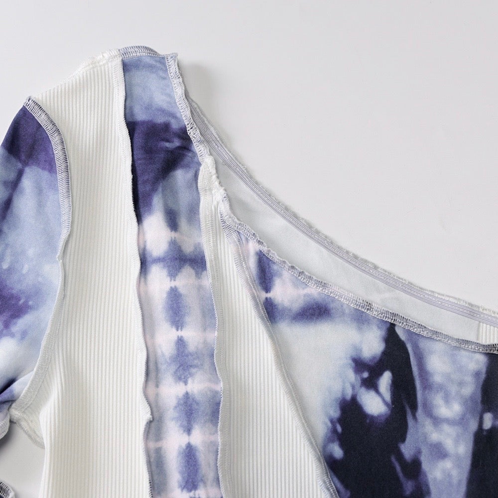 Aliah one-shoulder Patchwork Top