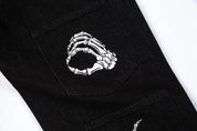 Skull Design Black Jeans