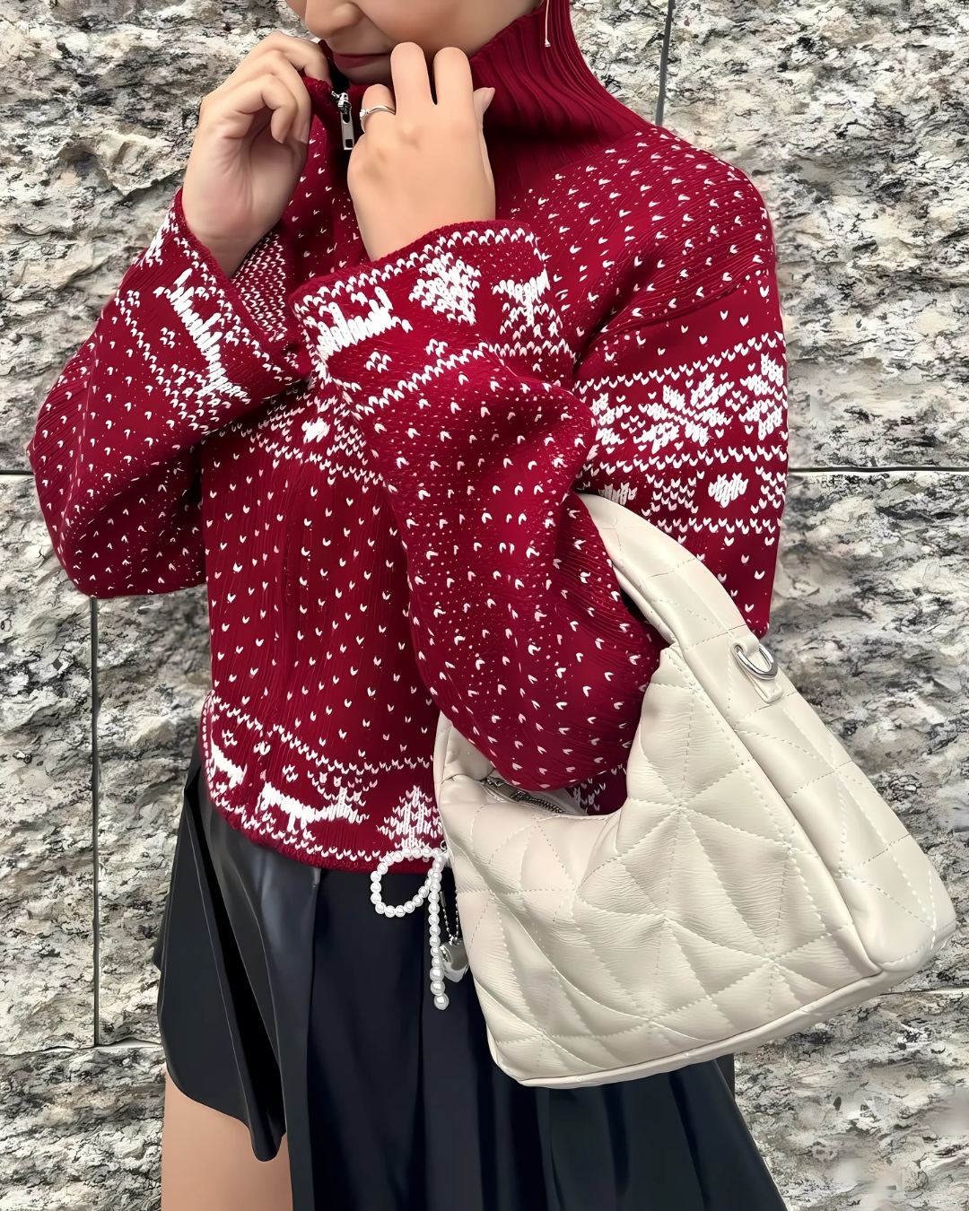 Snow Half High Knit Zip Up Cardigan