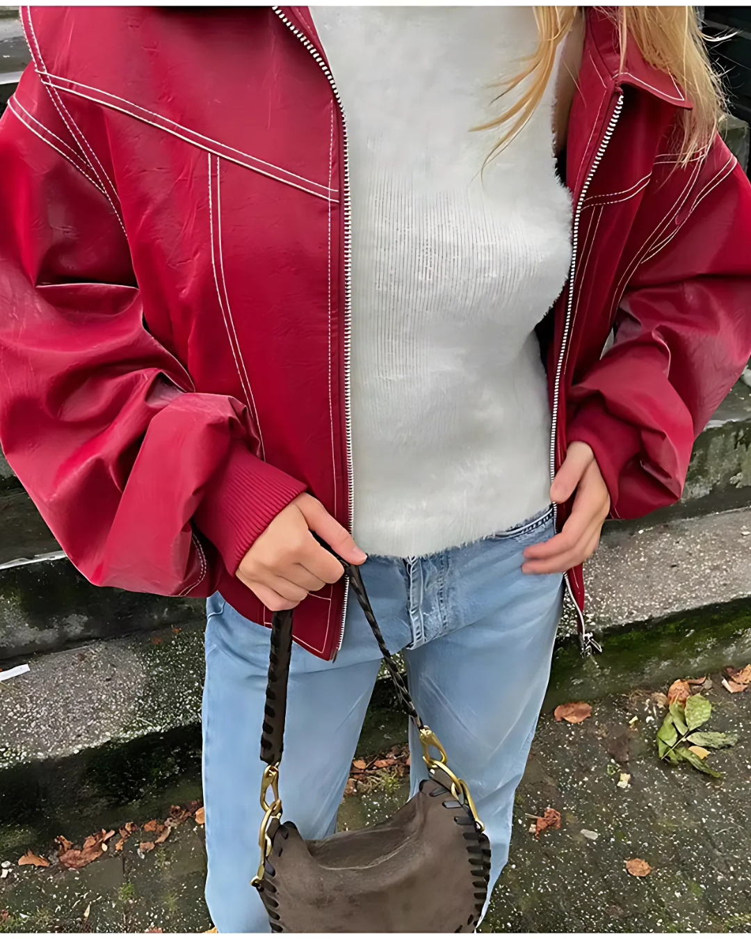 Retro Red PU Leather Jacket